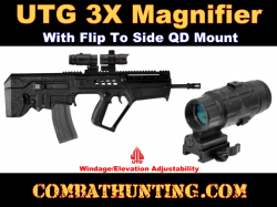 UTG 3X Magnifier with Flip-to-side QD Mount, W/E Adjustable